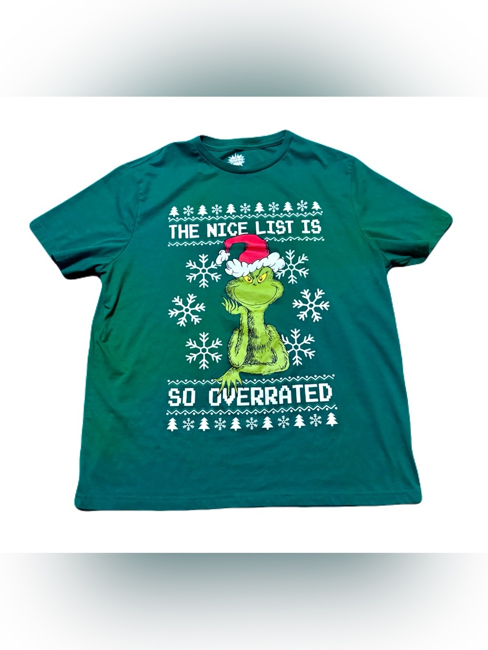 Hybrid Apparel Dr. Seuss The Grinch Christmas Graphic Tee Shirt Men's XL Green